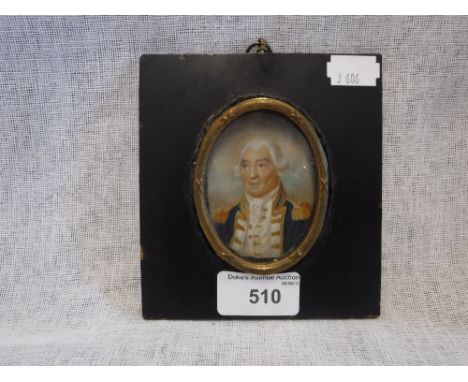 AN 18TH CENTURY MINIATURE PORTRAIT OF A NAVAL CAPTAIN, 'Thomas Tonkin Esq, Post Capt RN, died 1791, verso, in ink