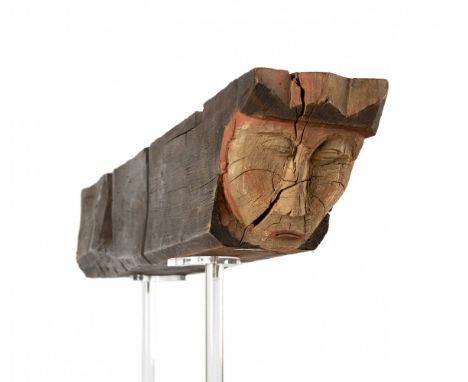 Gothic beam, 14th century.Carved and polychromed wood.It has cracks in the wood.Measurements: 135 x 15 x 18 cm.In medieval ce