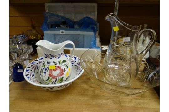 A Portmeirion Welsh Dresser Jug Bowl Together With A Cut Glass