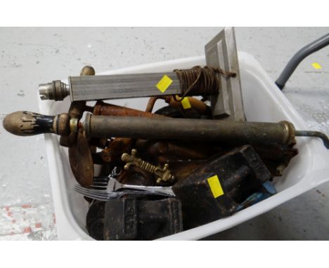 Crate of various tools, weights etc