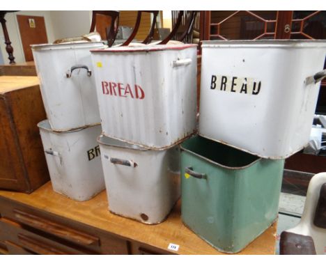 A parcel of vintage enamel bread bins
