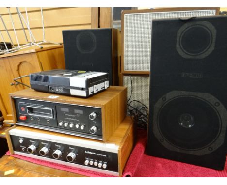 A vintage Sharp stereo recorder, Keletron amplifier & speakers etc