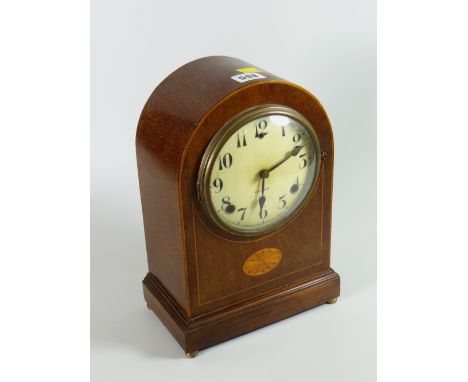 A mahogany & inlaid dome top mantel clock by Gilbert