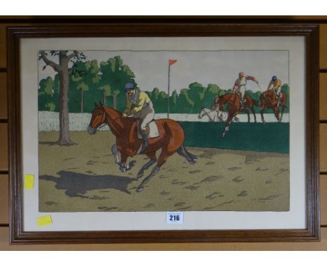 A framed horse racing print by CHARLES ANCELIN POCHOIR