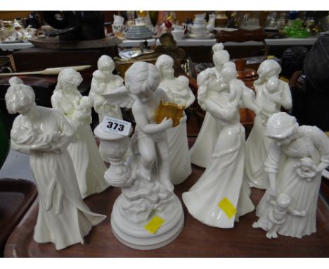 Collection of Royal Worcester Blanc de Chine figures including 'First Steps', 'First Touch', 'First Smile' etc