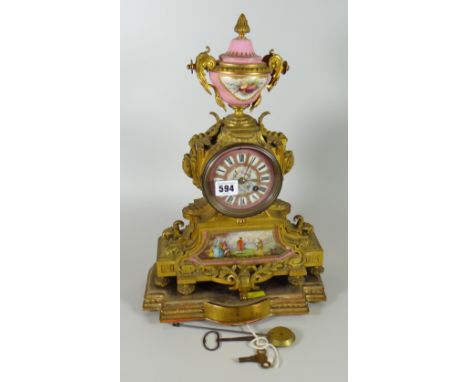 A nineteenth century Rococo ormolu & gilt French-style mantel clock