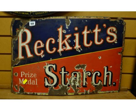 Vintage metal enamel Wreckitt's Starch advertising sign