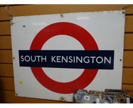 A London Underground South Kensington enamel station sign