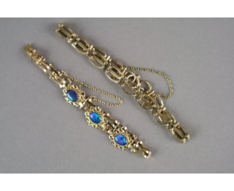 A 9ct gold gate link bracelet, together with an opal triplet set bracelet, stamped '9ct', total weight 10.4g