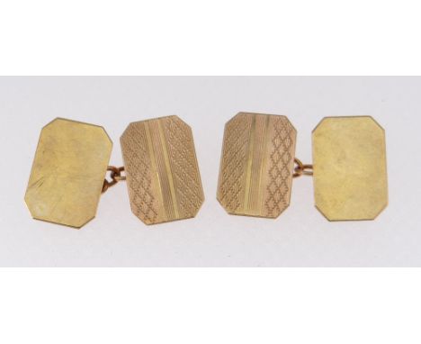 CASED PAIR OF 9CT GOLD CUFFLINKS engine turned in box marked W. E. Watts of Derby, 4.8gms