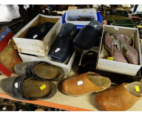 COLLECTION OF VINTAGE SHOES including three pairs of child's shoes, four pairs of ladies heeled shoes and three pairs of clog