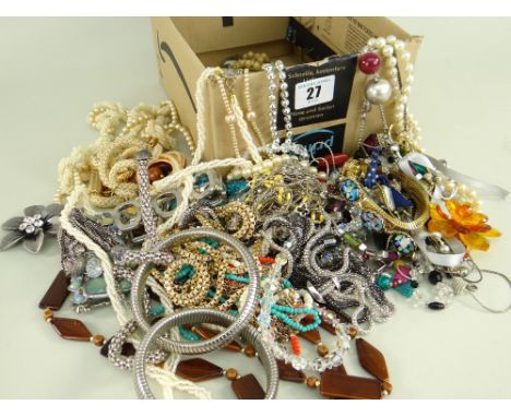 ASSORTED COSTUME &amp; DRESS JEWELLERY to include vintage and more contemporary including beads, pearls, brooches, bangles, s