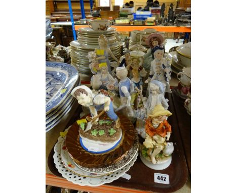 ASSORTED CHINA FIGURINES &amp; CABINET PLATES including Royal Worcester 'Saturday's Child'