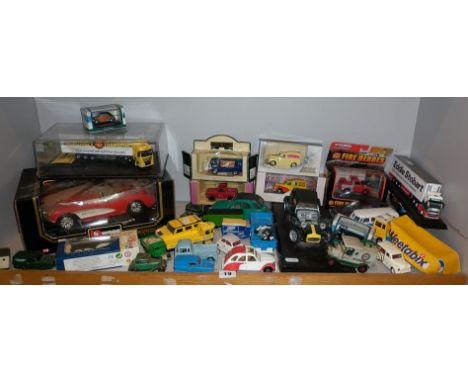 Large shelf of assorted Diecast vehicles including Corgi etc