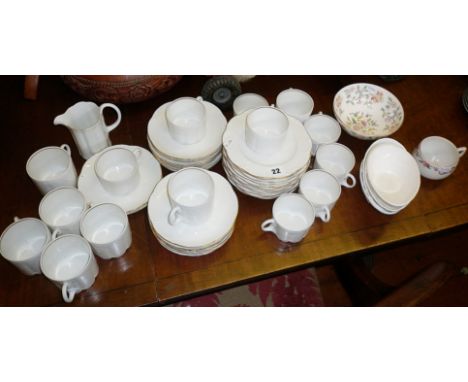 Rosenthal 'Classic Rose' coffee and tea cups and saucers, four Wedgwood avocado dishes