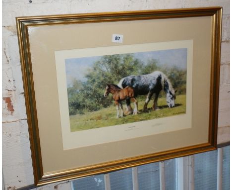 Summertime a signed limited edition colour print of horses, blind stamp, 807/1000