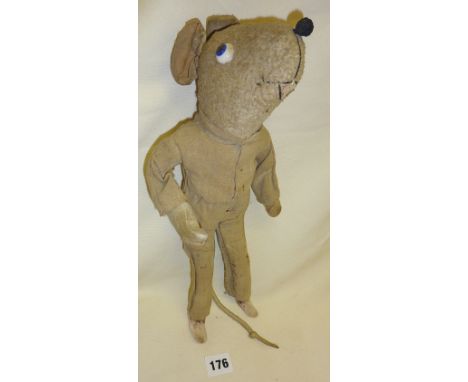 Vintage dusty soft toy mouse&nbsp; - 13.5" high. Looks to be a Teddy Tail figure from the Daily Mail cartoon or comic strip -