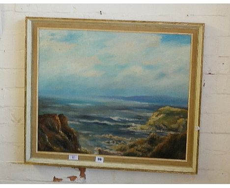 June BENNETT (1935-2013) oil on board of a seascape, 23" x 27"