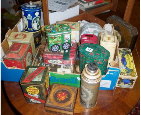 Large collection of vintage biscuit and toffee tins