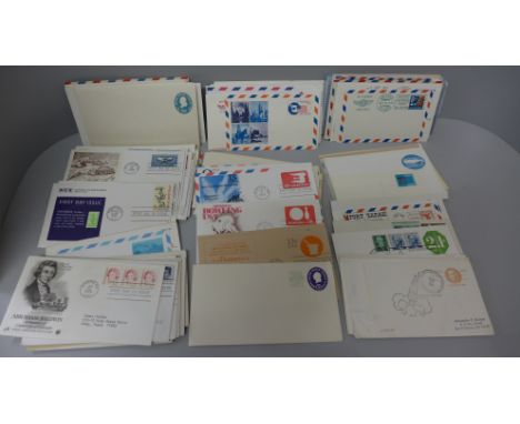 Stamps: a carton of USA postal stationery and first day covers 