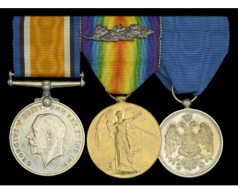 Three: Acting Corporal S. H. D. George, Royal Army Medical Corps, who was Mentioned in Despatches and awarded the Serbian Med