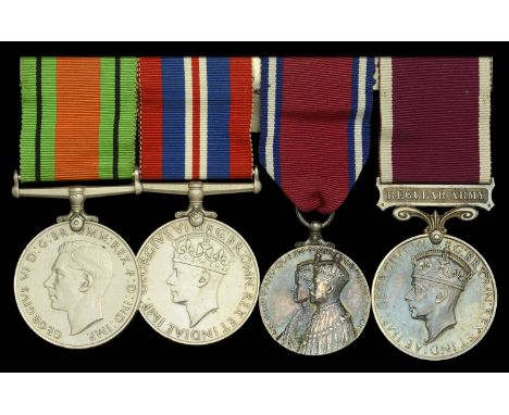 Four: Trooper A. T. Duffield, Royal Horse Guards, who served as Orderly to H.M. King George V  Defence and War Medals 1939-45