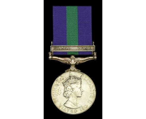 General Service 1918-62, 1 clasp, Canal Zone (T/22839948 Dvr W R Bond RASC) impressed naming, in named card box of issue, ext