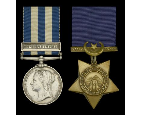 Pair: Private J. Taylor, Royal West Kent Regiment  Egypt and Sudan 1882-89, dated reverse, 1 clasp, The Nile 1884-85 (2719. P