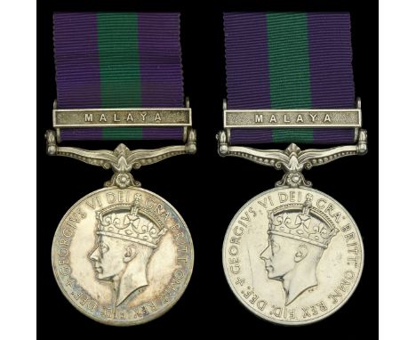 General Service 1918-62, 1 clasp, Malaya, G.VI.R. (2) (22721677 Pte. D. S. Pitman. Som. L.I.; 22796288 Pte. J. A. Tanner. Som