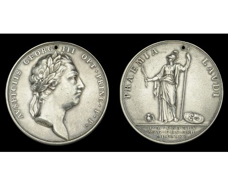 Royal Military Academy, Woolwich, Marquis of Granby Medal 1765. A circular medals by T. Pingo, 36mm, silver, the obverse depi