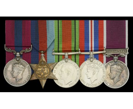 A most unusual Second War British Expeditionary Force 1940 operations D.C.M. group of five awarded to Sergeant J. T. Carr, 2n