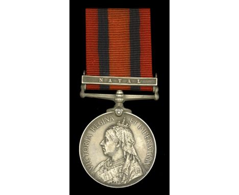 An interesting Queen’s South Africa Medal awarded to Private F. Copeland, Durban Light Infantry, who was killed in action on 