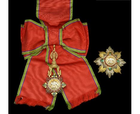 Thailand, Kingdom, Order of the White Elephant, Lady’s First Class set of insignia, comprising sash badge, 93mm including cro