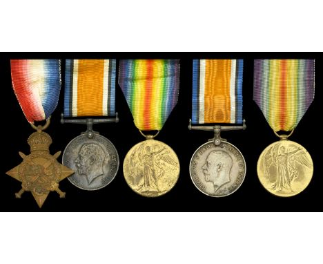 Three: Private P. J. Auburn, Army Service Corps 1914-15 Star (1171 Dvr. P. J. Auburn. A.S.C.); British War and Victory Medals