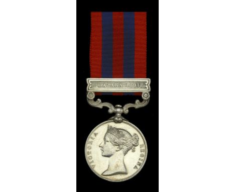 India General Service 1854-95, 1 clasp, Hazara 1891 (Lieutt. H. R. F. Anderson S.C.) official correction to first letter of u