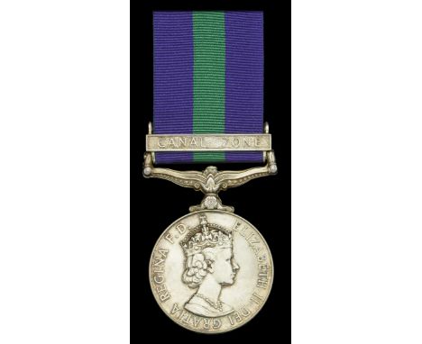 General Service 1918-62, 1 clasp, Canal Zone (22503685 Pte B Andrews Bedfs & Herts R) laser engraved naming, in named card bo