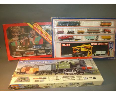 Boxed Lima part Action Accessory set, a boxed Hornby 00 gauge part "The Southern Star" train set and a boxed Hornby G W R fre