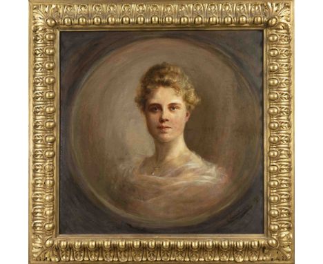 C. Westenburger, Bildnismaler um 1900, großes Portrait einer Frau en face im Rund, Öl auf Lwd., u. re. sign. u. dat. ''C. Wes