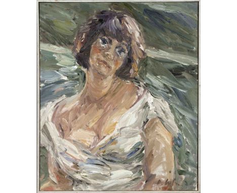 Roland Ladwig (1935-2014), dt. Maler im Stil des Expressionismus, stud. u.a. bei Kokoschka. Laszives Portrait einer jungen Fr