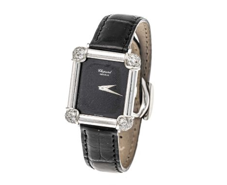 Chopard Geneve, Diamant Damenuhr, Ref. G3267 - 20801, 750/000 WG, mit an den Ecken angedeuteten Kugeln, diese ausgefasst mit 