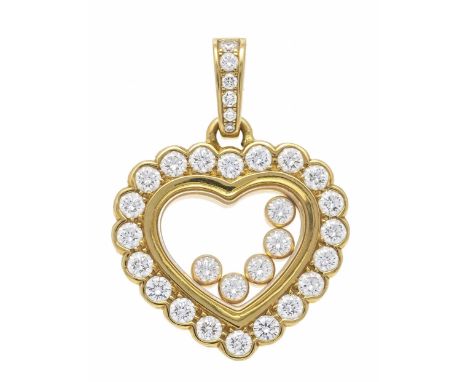 CHOPARD Brillant-Herzanhänger GG/750/000 Chopard 2417583, 79/4758, mit Brillanten, zus. 0,90 ct TW/VVS, L. 25 mm, 7,3 g