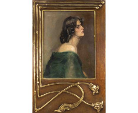 Unidentifizierter Maler um 1900, Portrait einer Dame im Profil, Öl auf Malkarton, u. re. undeutlich sign. ''Vercany J.'' (?),