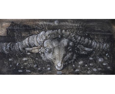 EUGENE BERMAN (RUSSIAN, 1899-1972)A ram's head
signed with initials and dated 'EB 1961' (lower centre)
watercolour and pastel