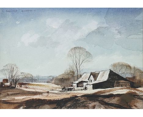 ROWLAND HILDER (BRITISH, 1905-1993)A barn in Kentsigned 'ROWLAND HILDER' (upper left)pen, ink and watercolour on paper17 x 23