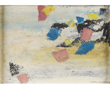 NINA TRYGGVADOTTIR (ICELANDIC, 1913-1968)Untitled, Abstract composition with pink, blue and yellow
signed 'TRYGGVADOTTIR' (lo