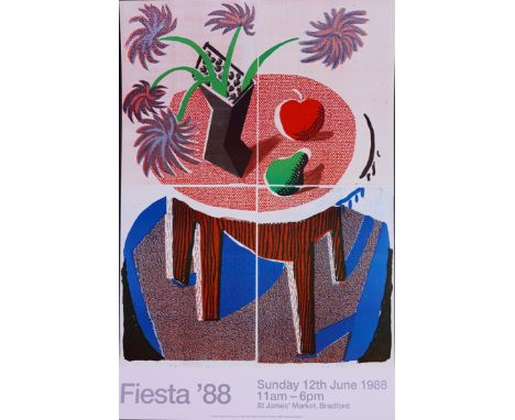 DAVID HOCKNEY (BRITISH, B. 1937)Fiesta '88, St James' Market, Bradfordcolour poster63 x 42.5cm(unframed)ARR