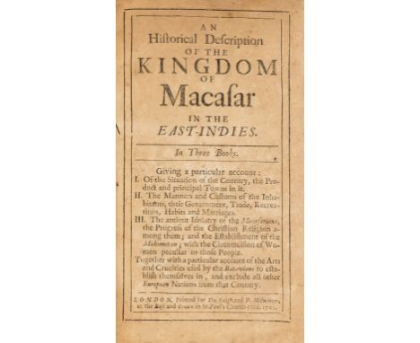 South East Asia.- Nicolas (Gervaise) An Historical Description of the Kingdom of Macasar in the East-Indies, first English ed