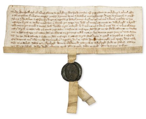Wells, Somerset.- Charter, Thomas de Merkesbury [Marksbury] son of Thomas Merkesbury grants to Hugh de Somerton and Matill hi