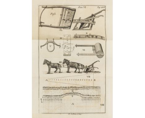 Tull (Jethro) Horse-Hoeing Husbandry, third edition, 7 folding engraved plates, marginal browning at beginning and end, occas