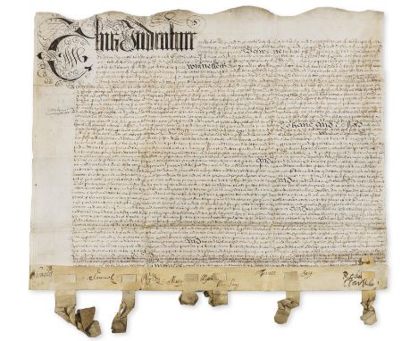NO RESERVE Runnymede.- Indenture agreement between William Lord Chandos, Samuel Wilde "Citizen and Goldsmith of London" and o